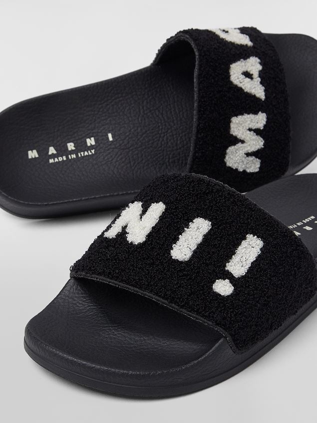 RUBBER SANDAL WITH BLACK AND WHITE TERRY CLOTH UPPER - 5