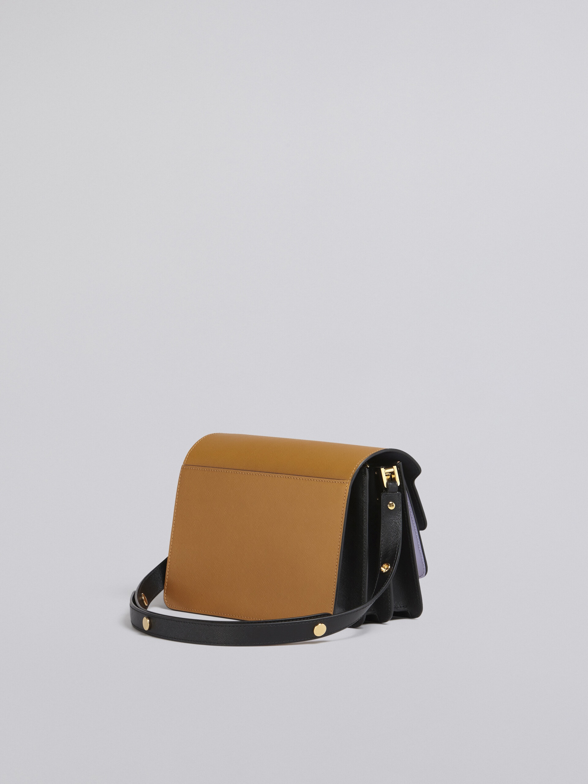 TRUNK MEDIUM BAG IN BROWN LILAC AND BLACK SAFFIANO LEATHER - 3