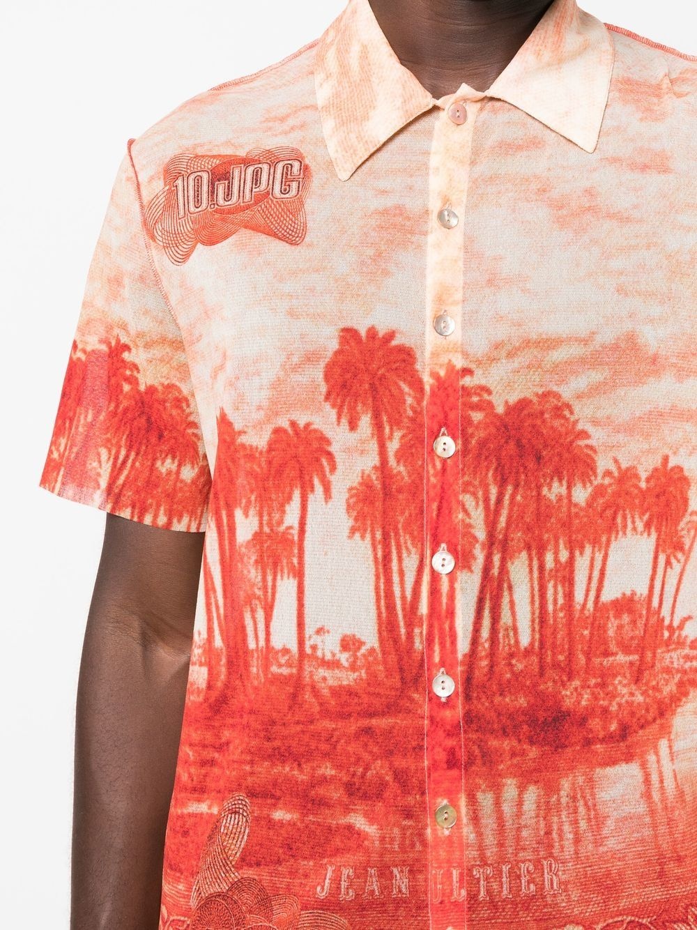 palm-print short sleeved shirt - 6