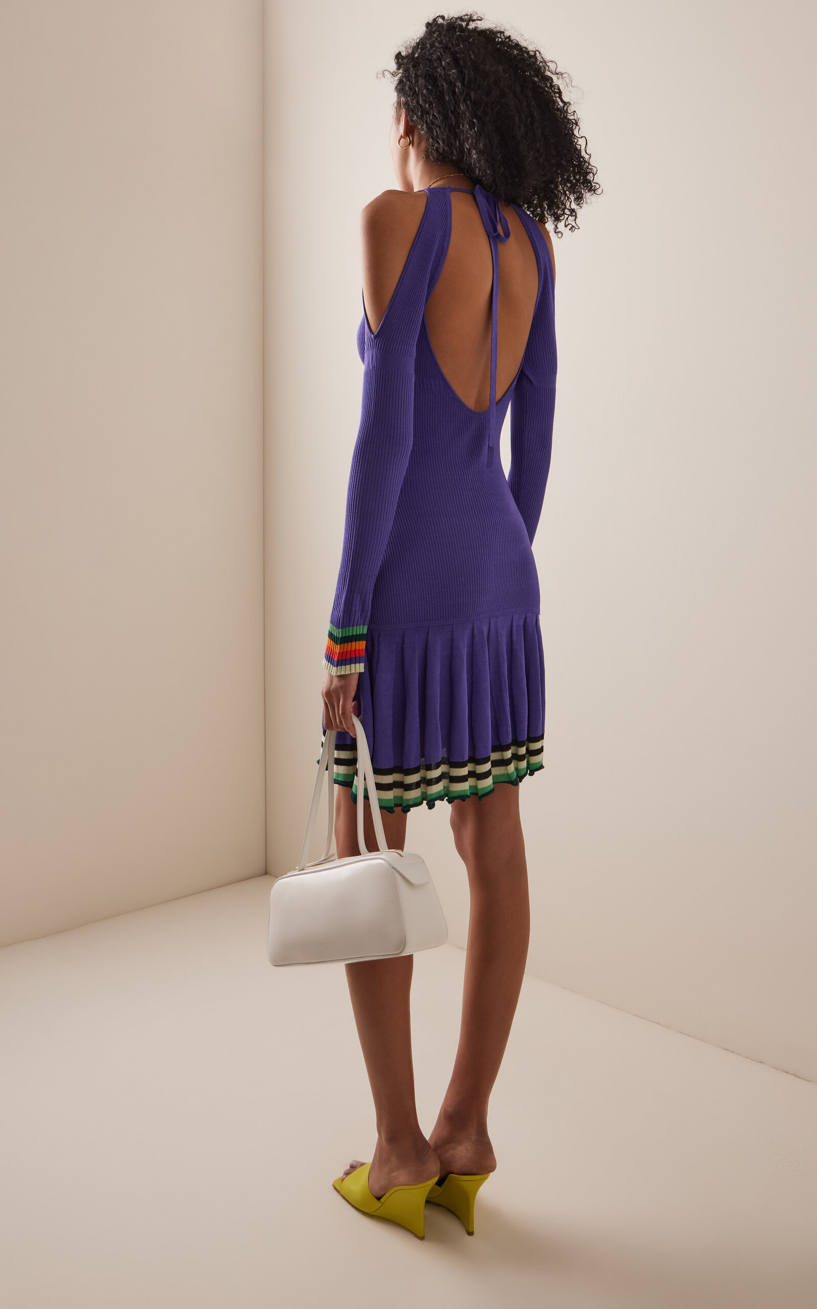 Exclusive Riviera Cold-Shoulder Ribbed-Knit Mini Dress purple - 6