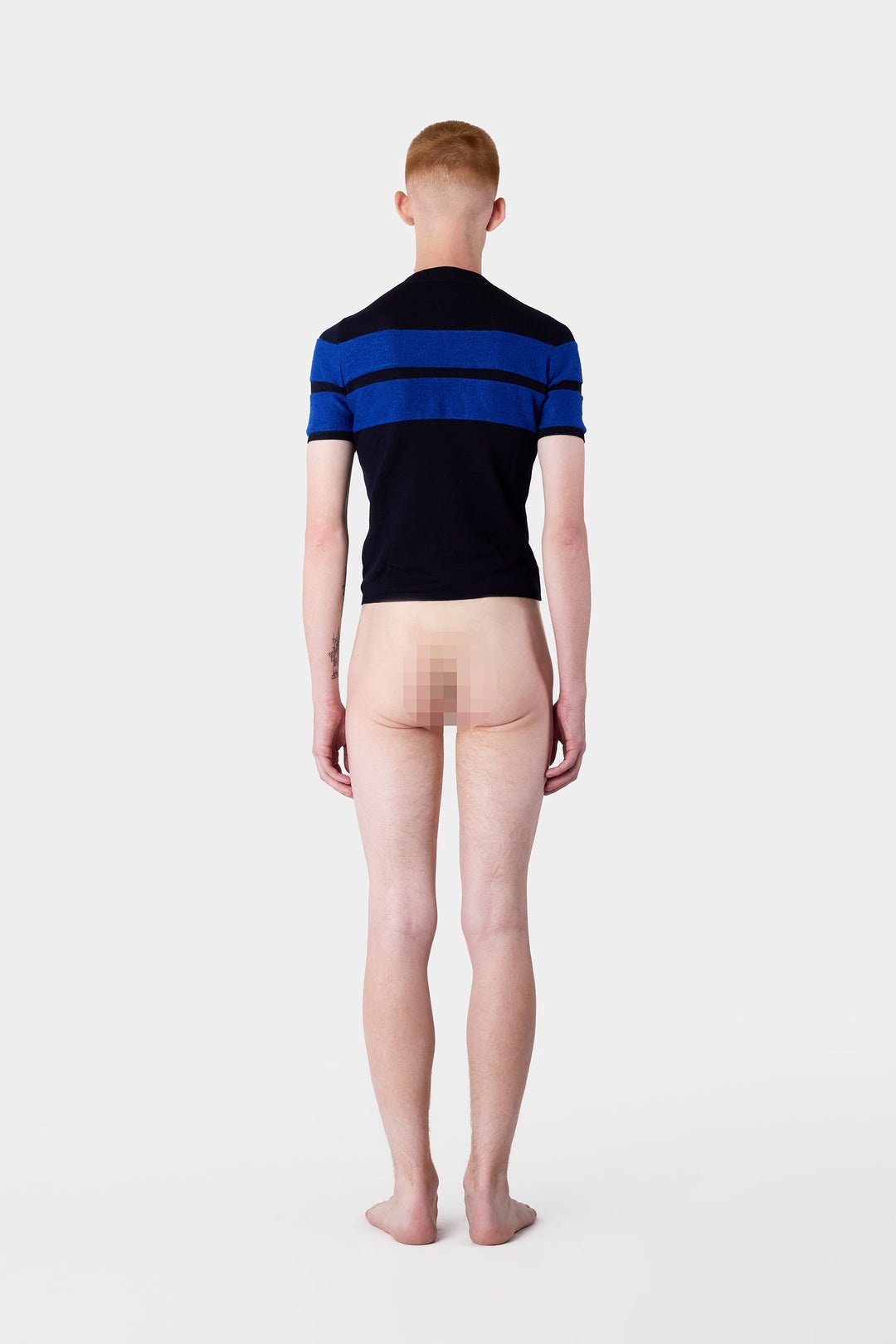 STRIPED KNIT SHORTSLEEVE TOP / dark blue & electric blue - 7