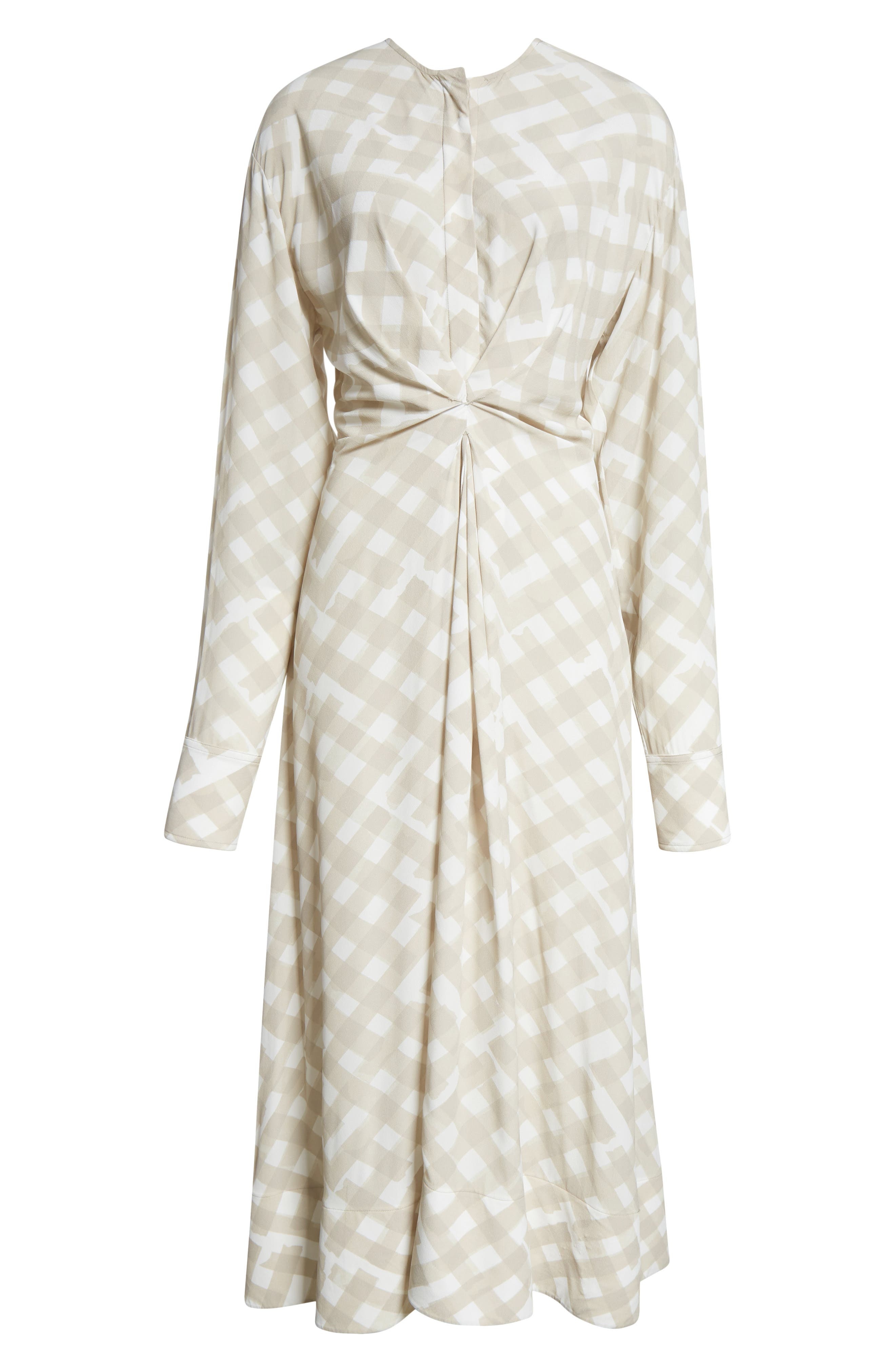 Proenza Schouler Keria Long Sleeve Crepe Midi Dress in Oyster Multi at Nordstrom - 5