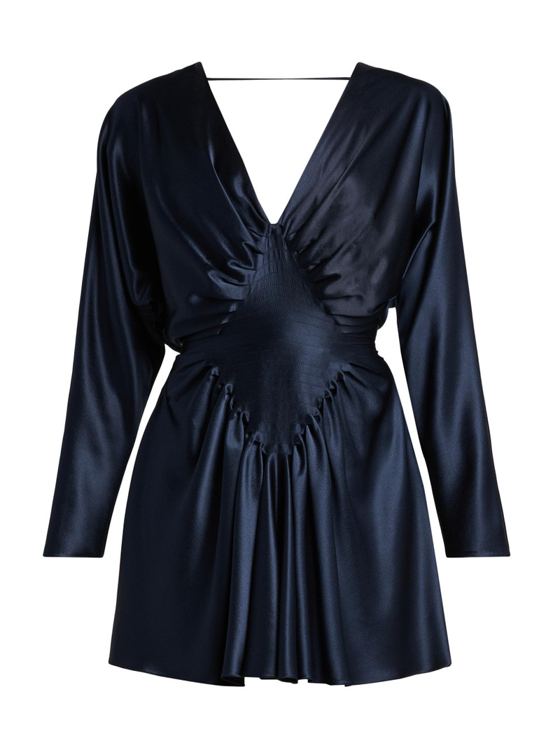Women's Silk Satin Cocktail Minidress - Dark Navy 1