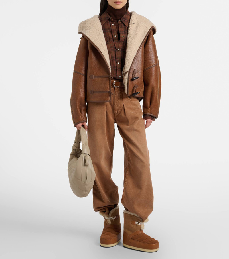 MOON BOOT Evx shearling-trimmed leather and suede snow boots outlook