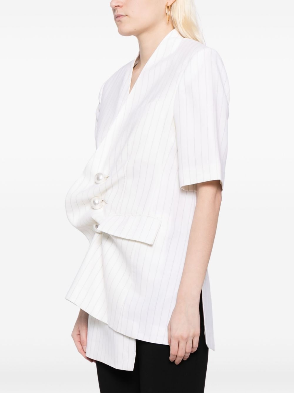 gathered short-sleeved blazer - 3