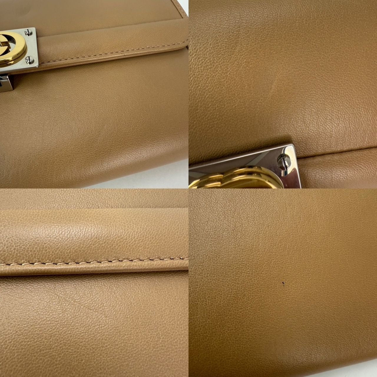 Gucci Lambskin G Linea Matisse Interlocking Beige Clutch Shoulder Bag - 6