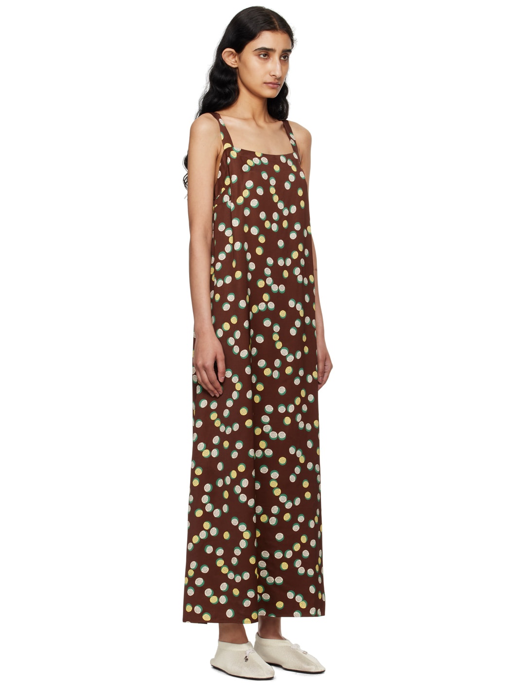 Brown Bubble Dot Maxi Dress - 2