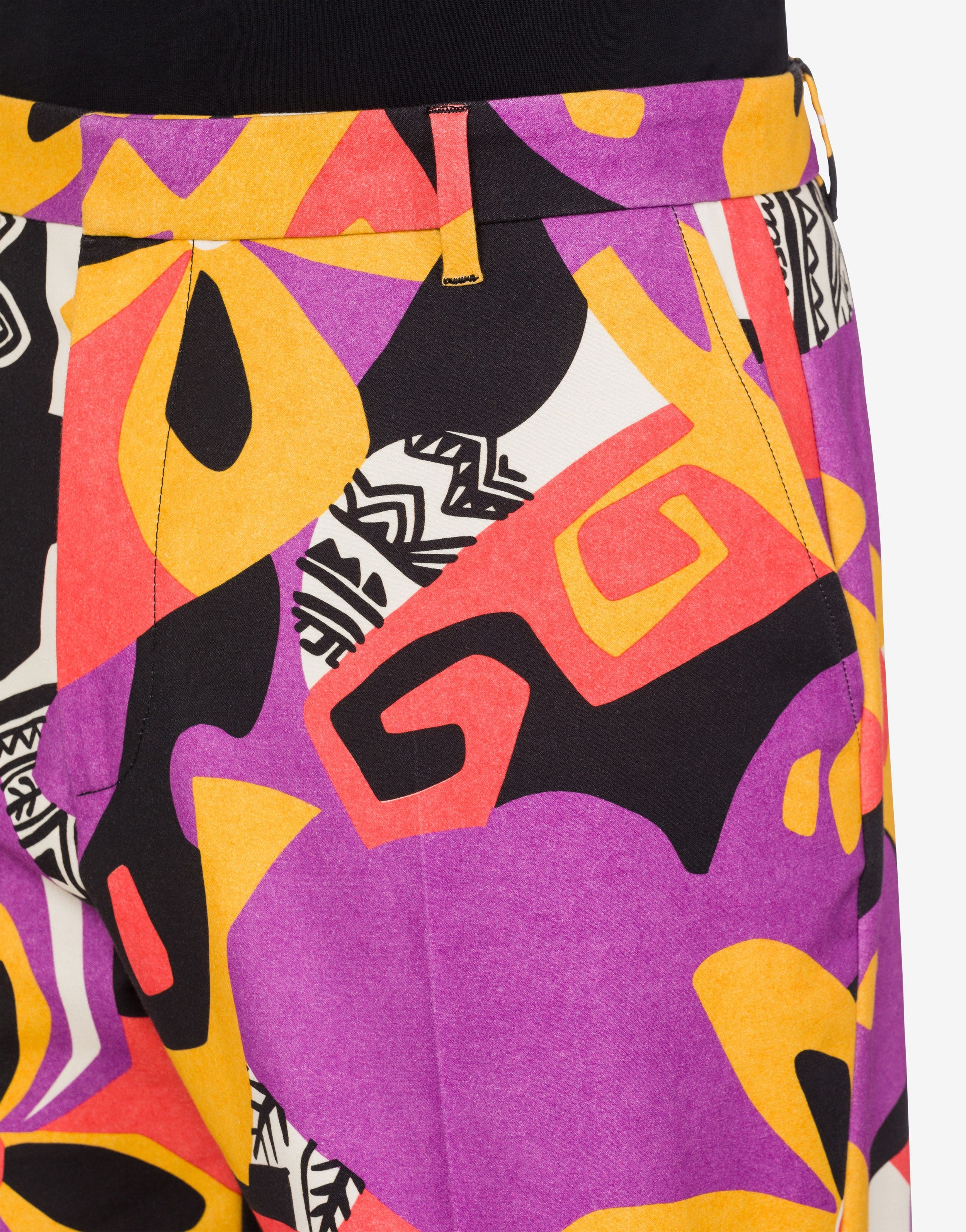 GEOMETRIC PRINT STRETCH COTTON BERMUDA SHORTS - 4