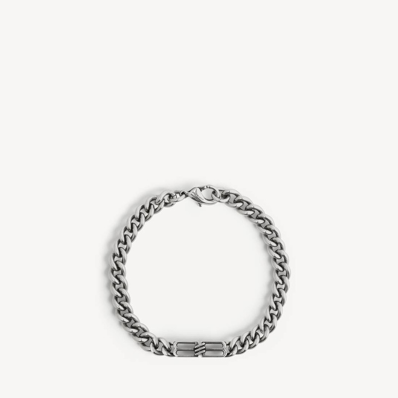 Men's Bb Icon Thin Gourmette Bracelet in Antique Silver 1