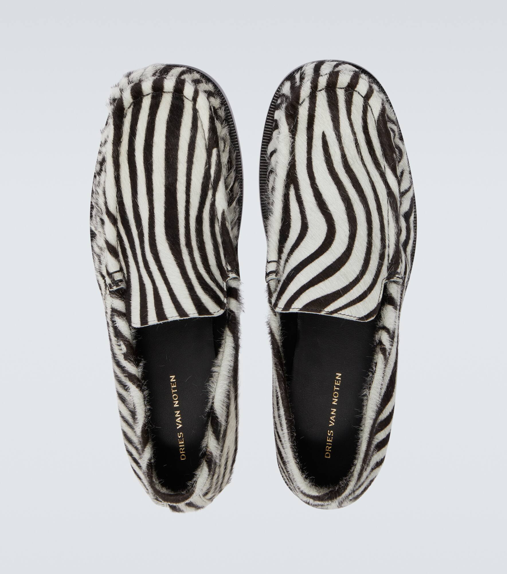 Animal-printed calf hair loafers - 4