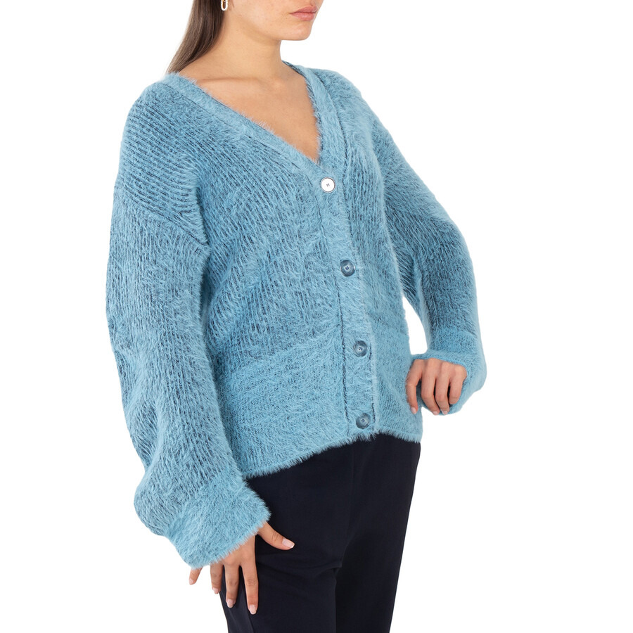 Stella McCartney Ladies Blue Fluffy Knit Cardigan - 5