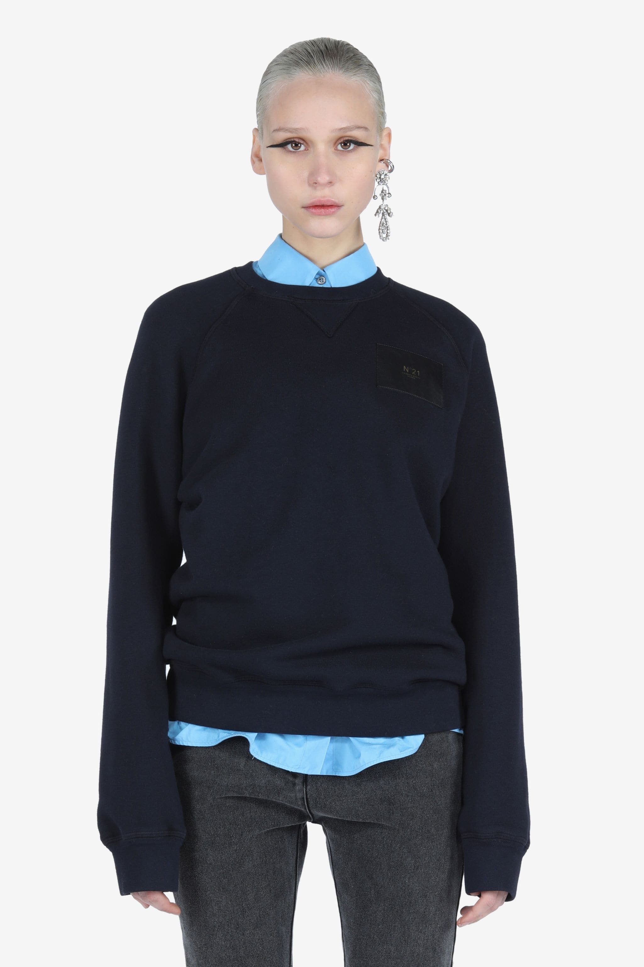 LOGO-PATCH COTTON SWEATSHIRT - 1