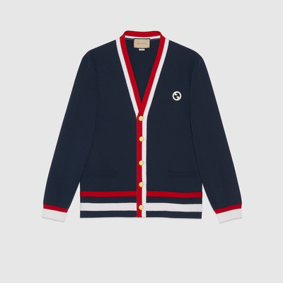 GUCCI Knit wool cardigan with patch outlook
