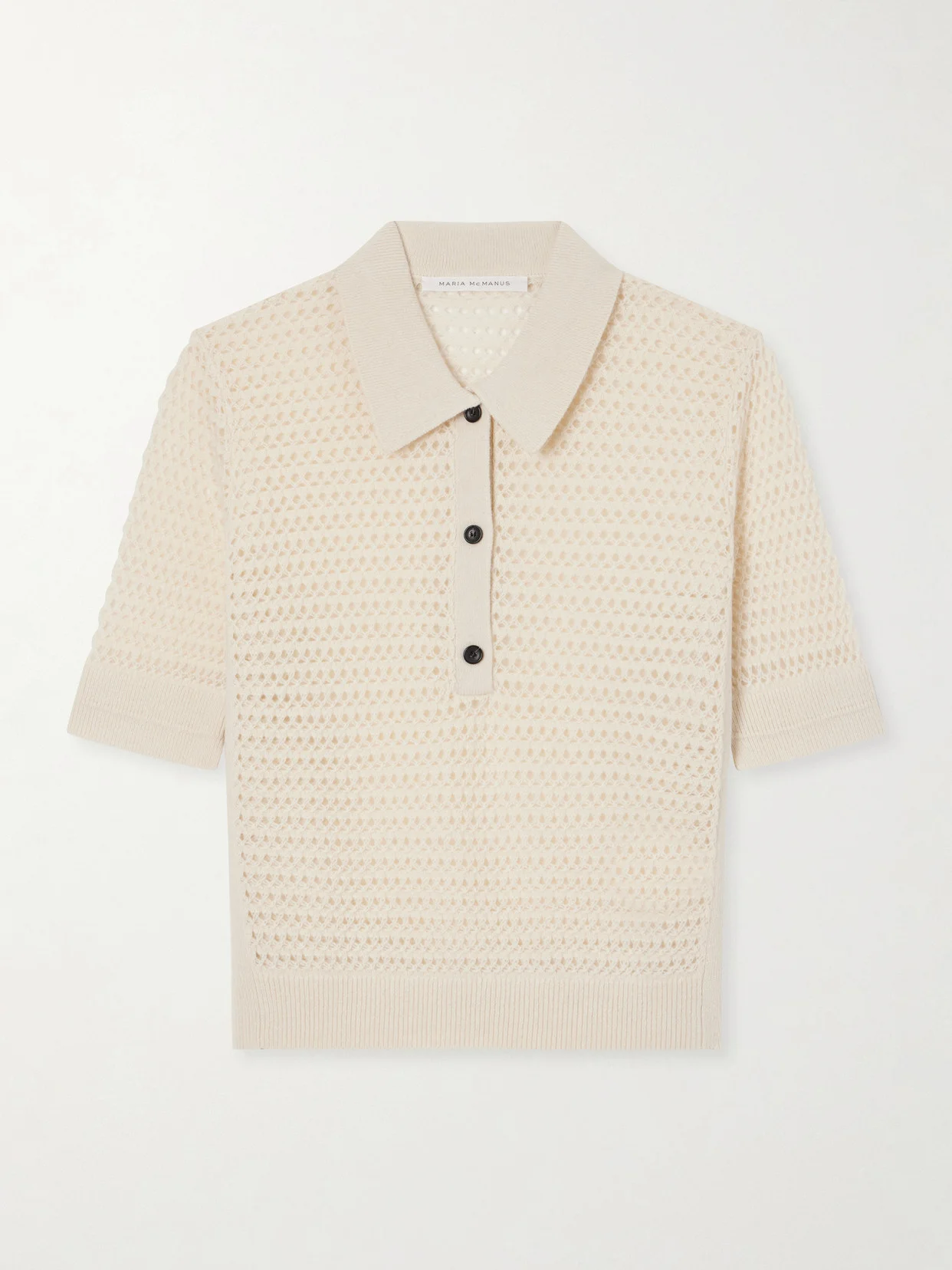 Cashmere And Cotton-blend Crocheted Polo Shirt - 1