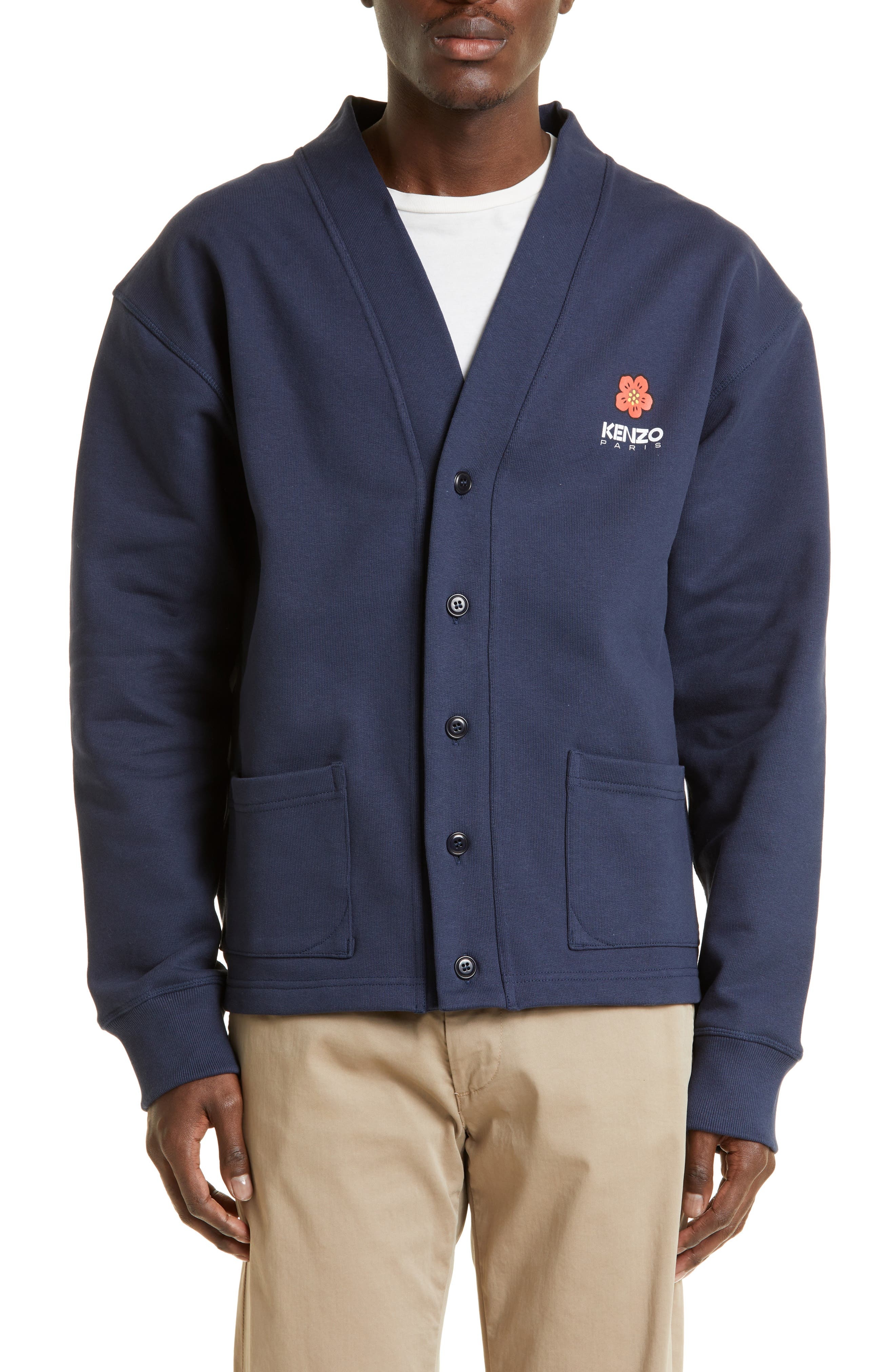 KENZO Boke Flower Graphic Fleece Cardigan in 77 - 1
