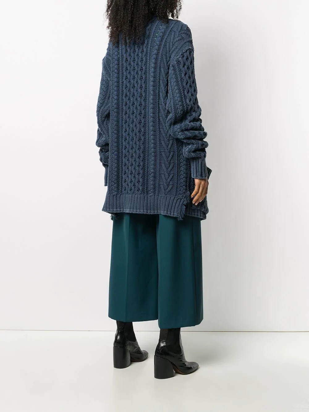 cable-knit cotton cardi-coat - 4