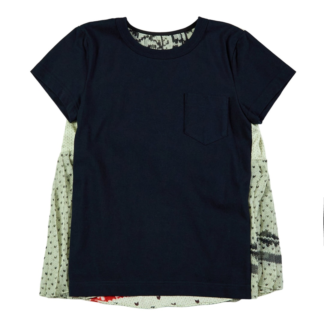 Pattern Knit Print Cotton Jersey Tee - 1