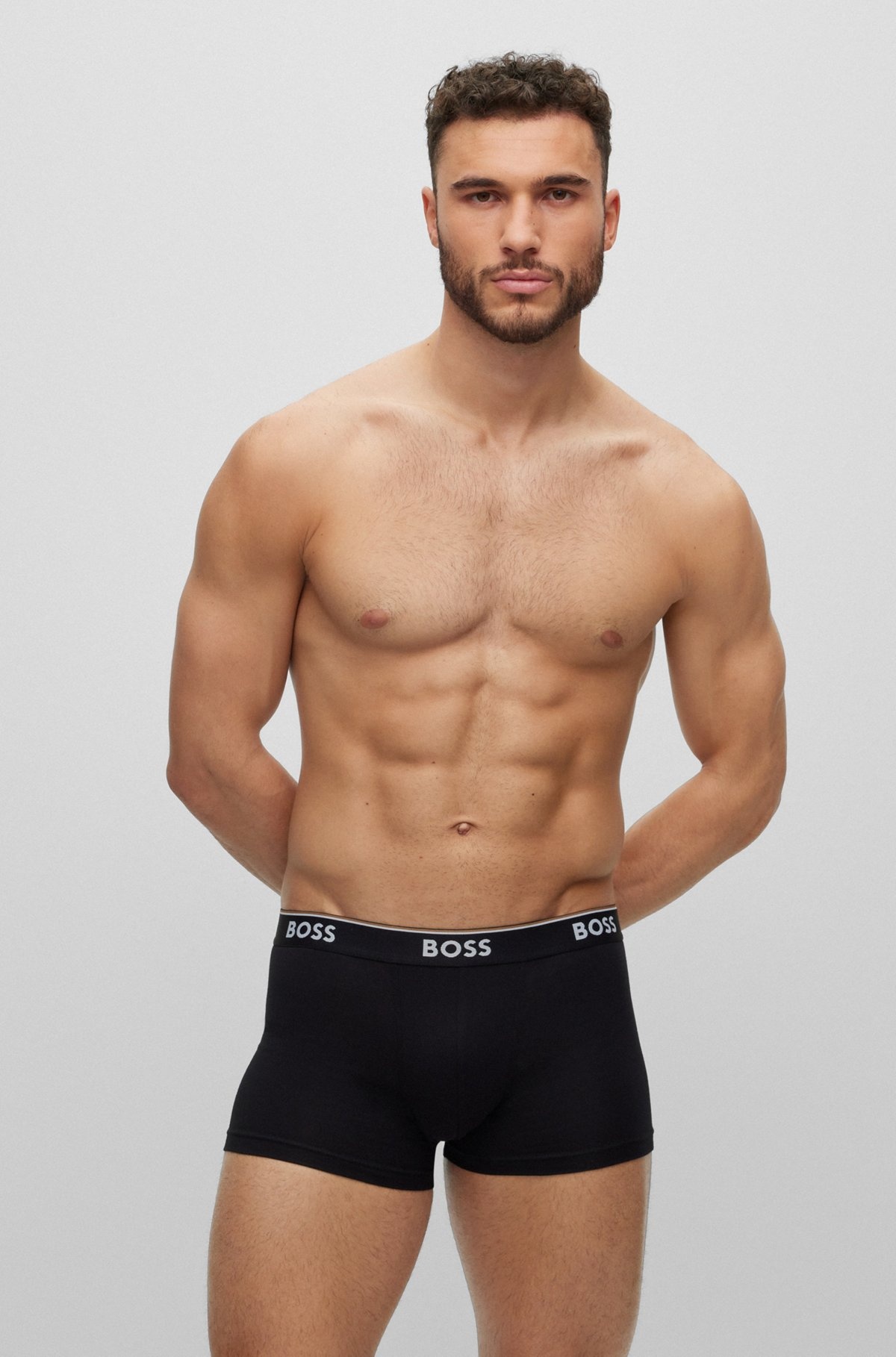 THREE-PACK OF STRETCH-COTTON TRUNKS WITH LOGO WAISTBANDS - 7
