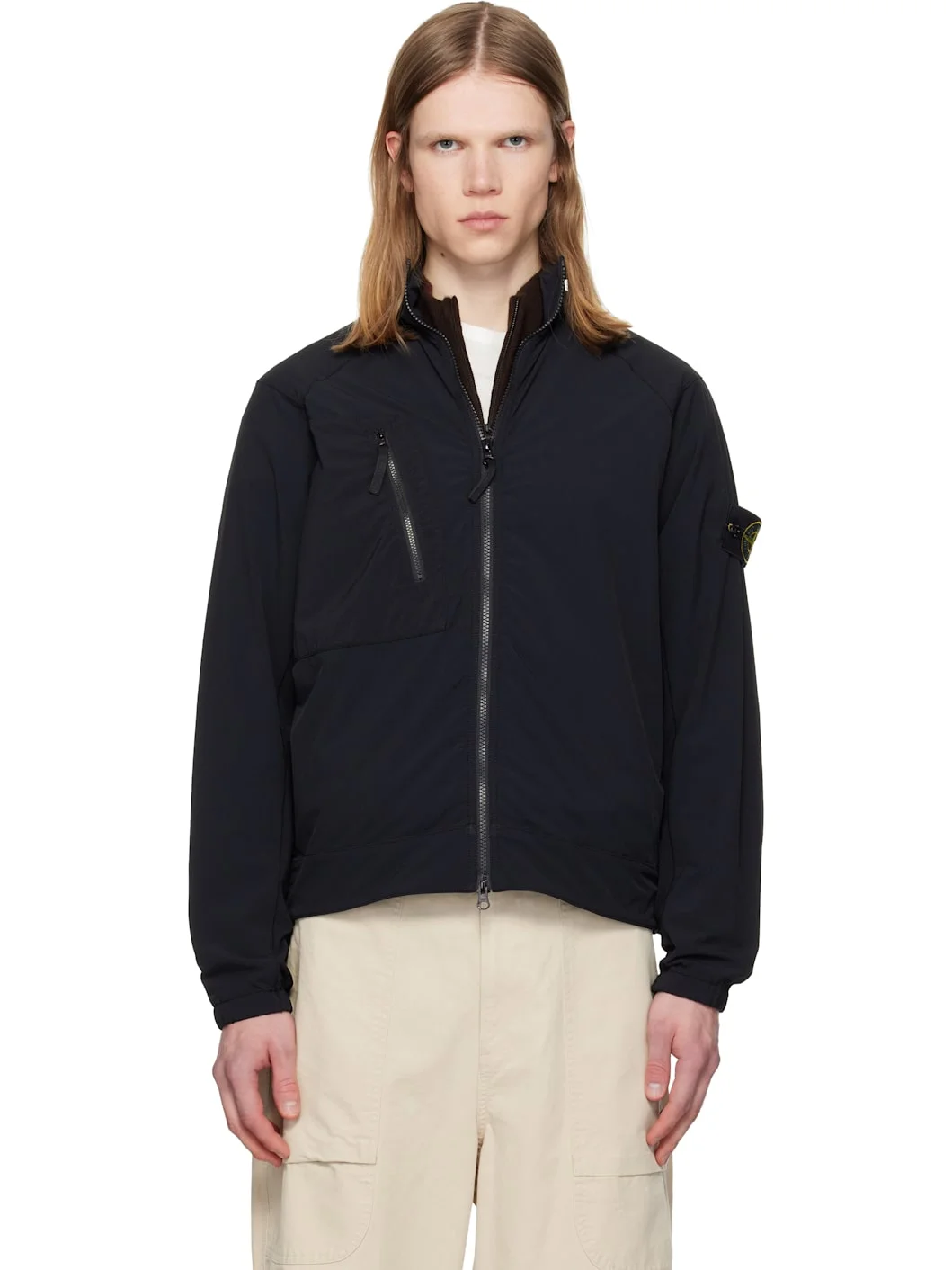 Black 1200036 Stretch Nylon Tech Fleece Jacket - 1
