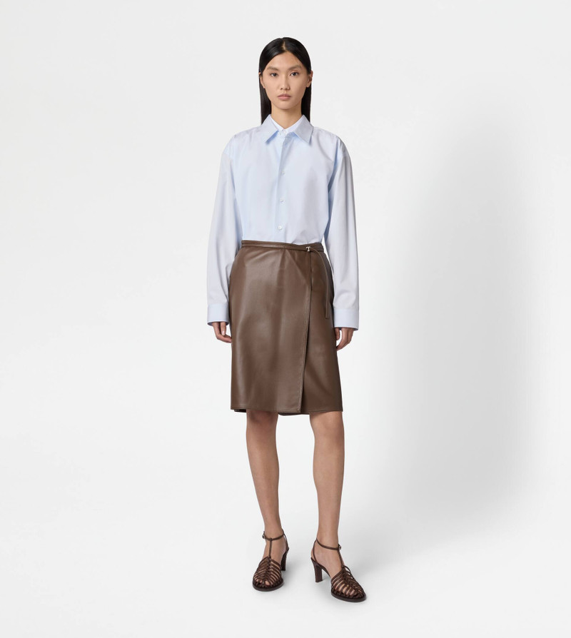 Tod's WRAP SKIRT IN LEATHER - BROWN outlook