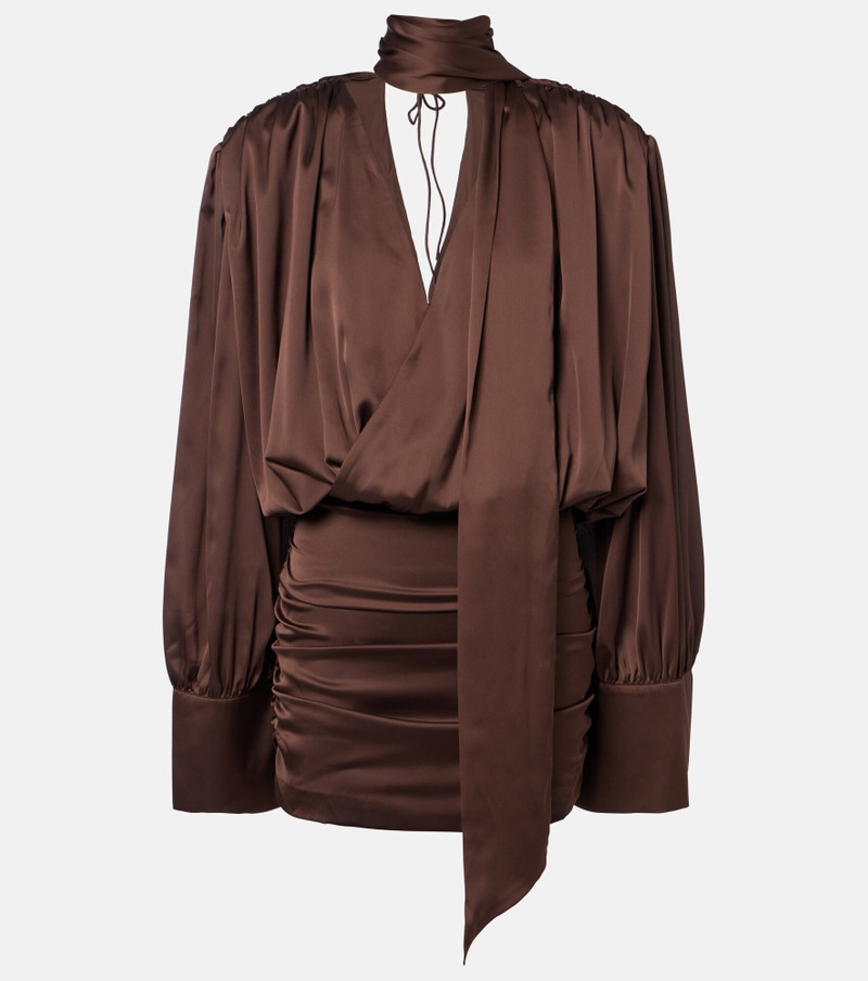 Ruched crepe de chine minidress 1