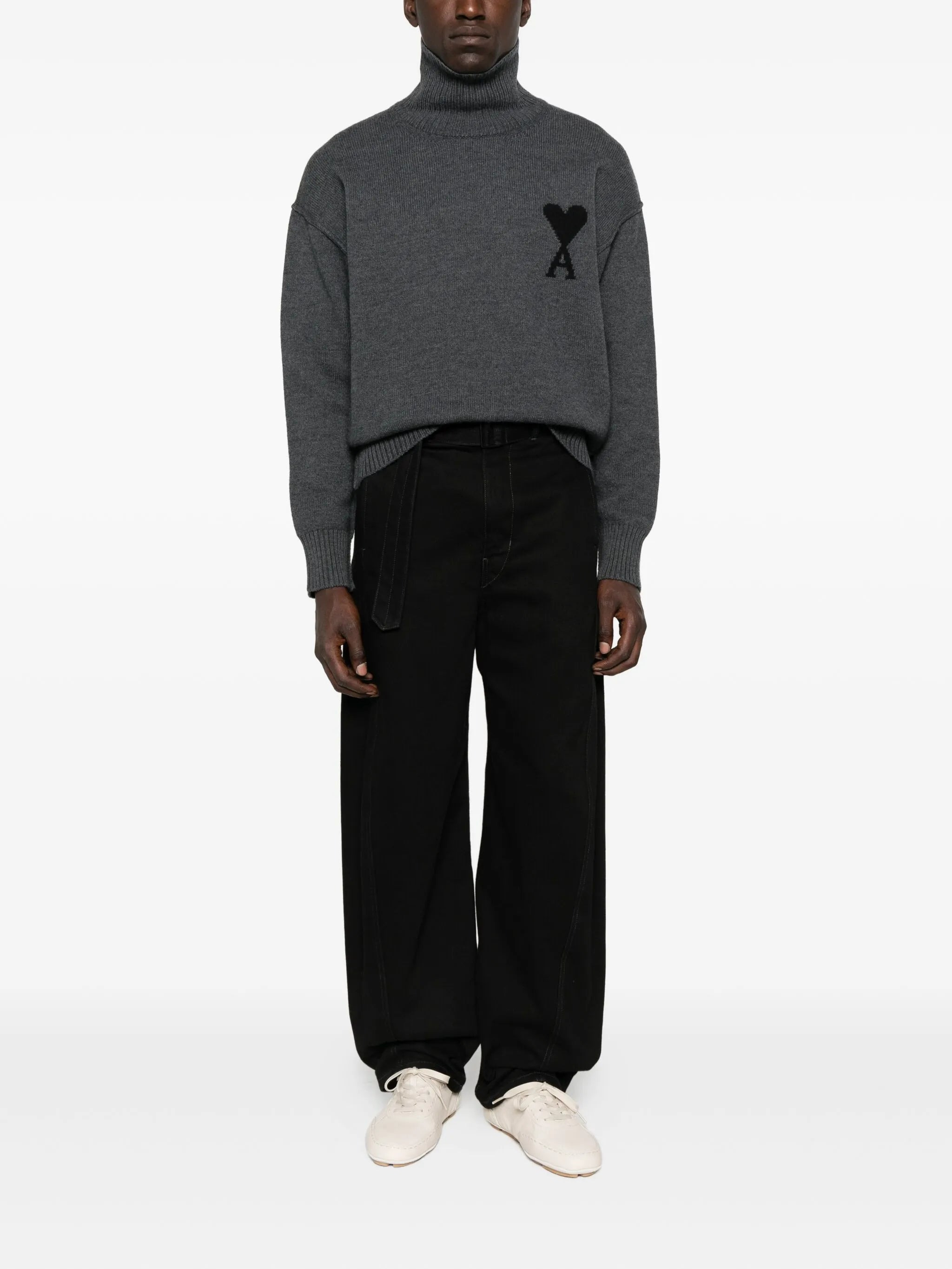 Ami Paris Heart-logo Turtleneck Sweater - 4