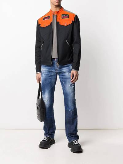 DSQUARED2 badge-appliqué biker jacket outlook