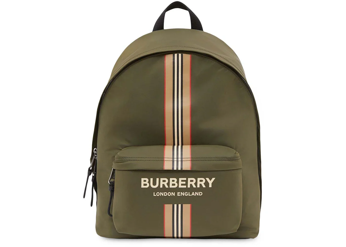 Burberry Logo and Icon Stripe Backpack Green/Beige - 1
