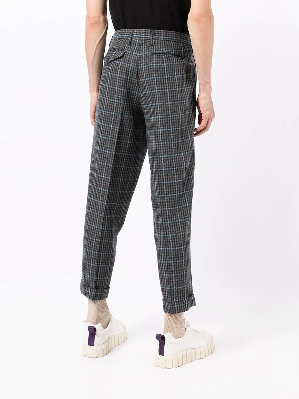 plaid-check print trousers - 4