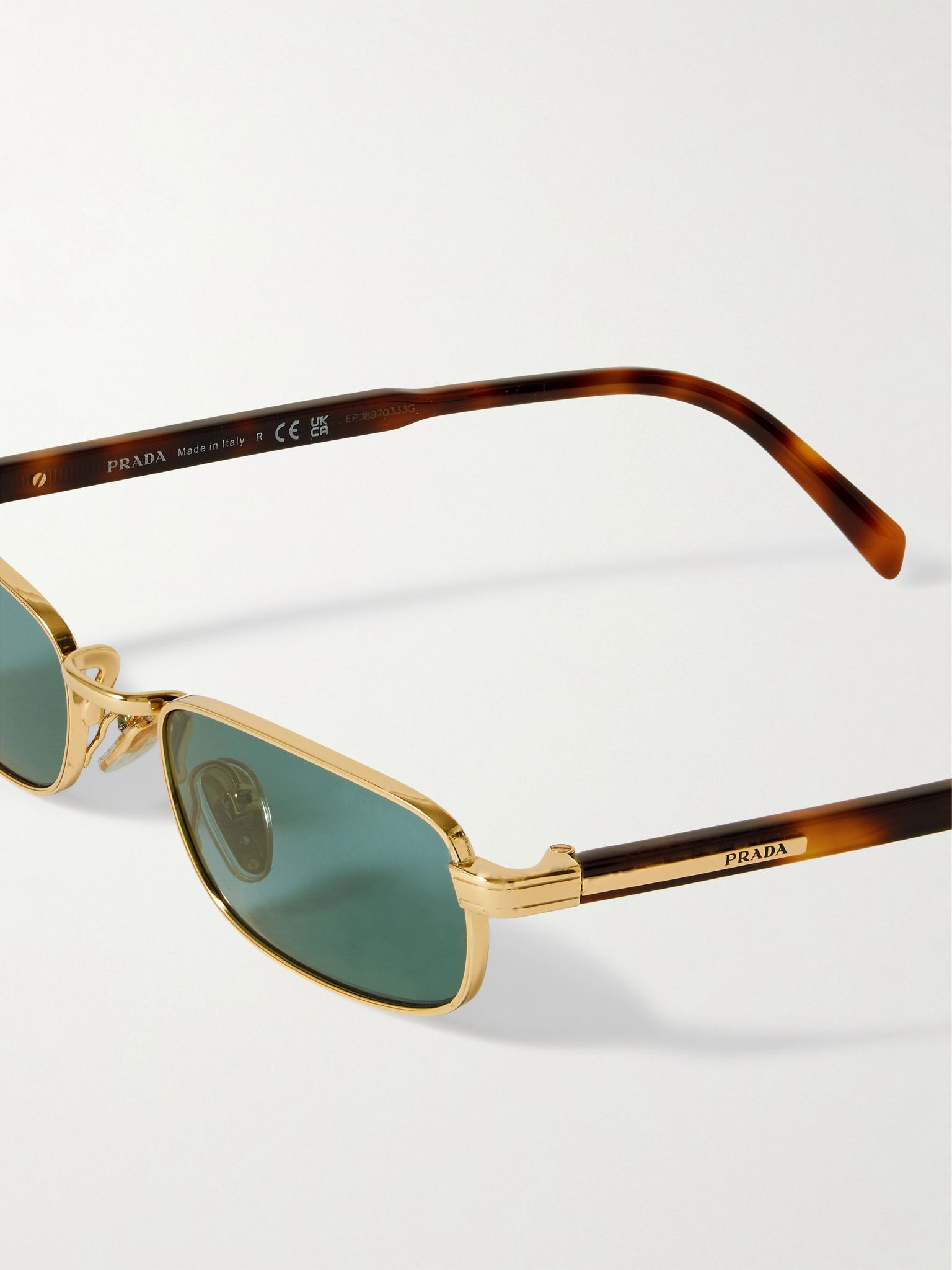 Rectangle-frame gold-tone and tortoiseshell acetate sunglasses Tortoiseshell - 4