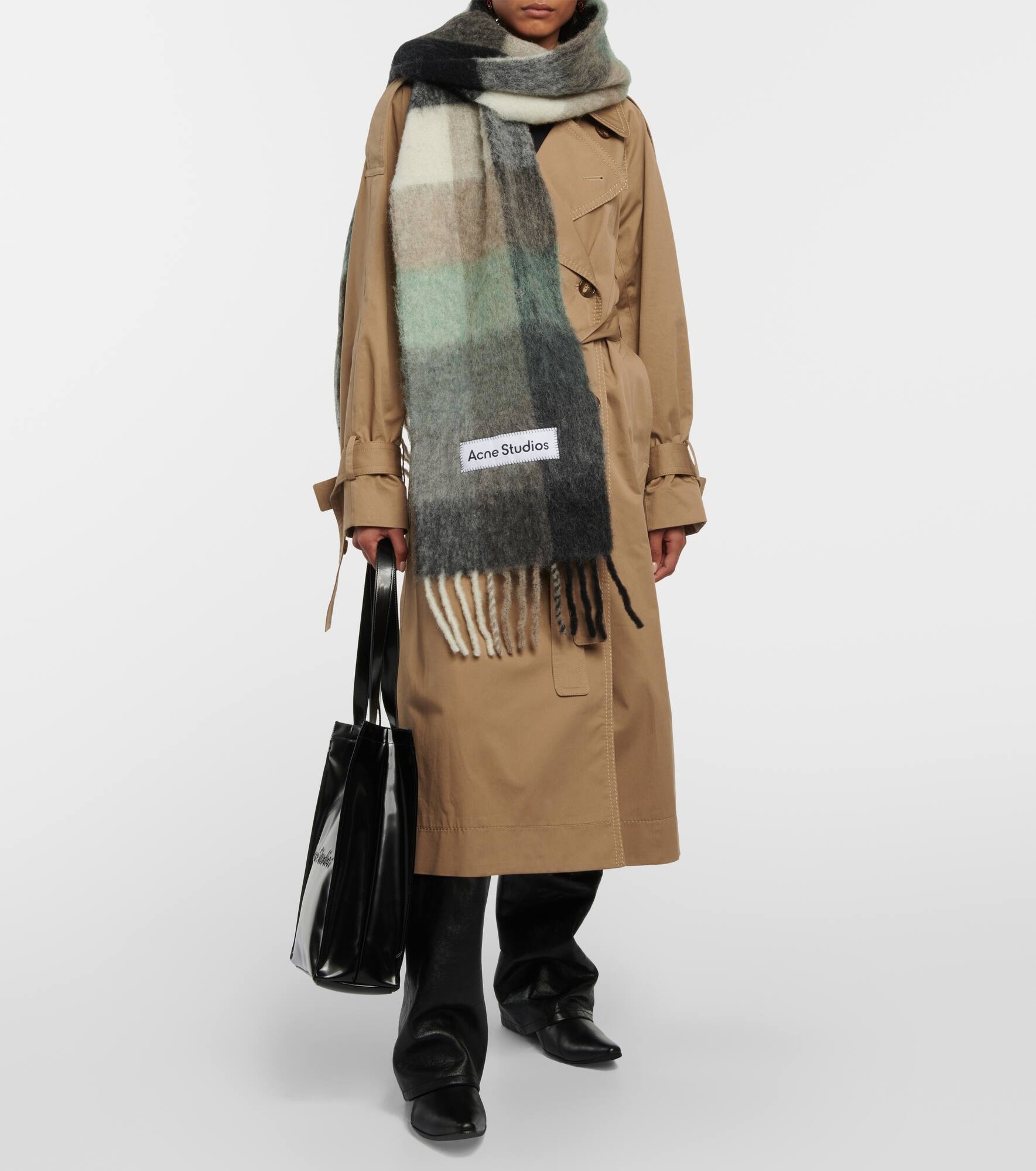 Checked alpaca wool-blend scarf - 2