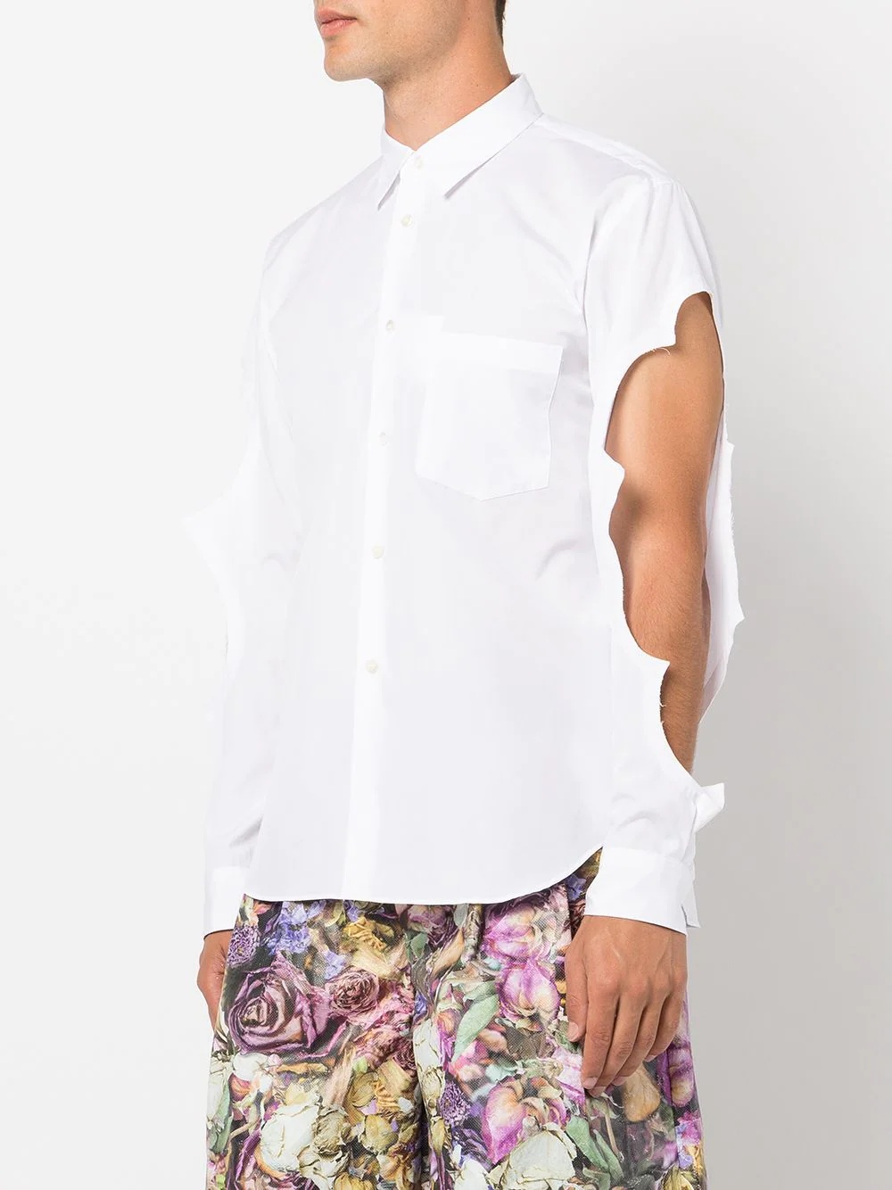 cut out-detail button-up shirt - 3