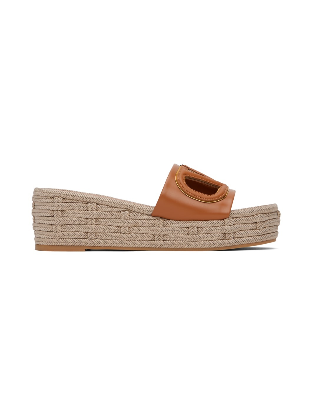 Tan VLogo Cutout Sandals - 1