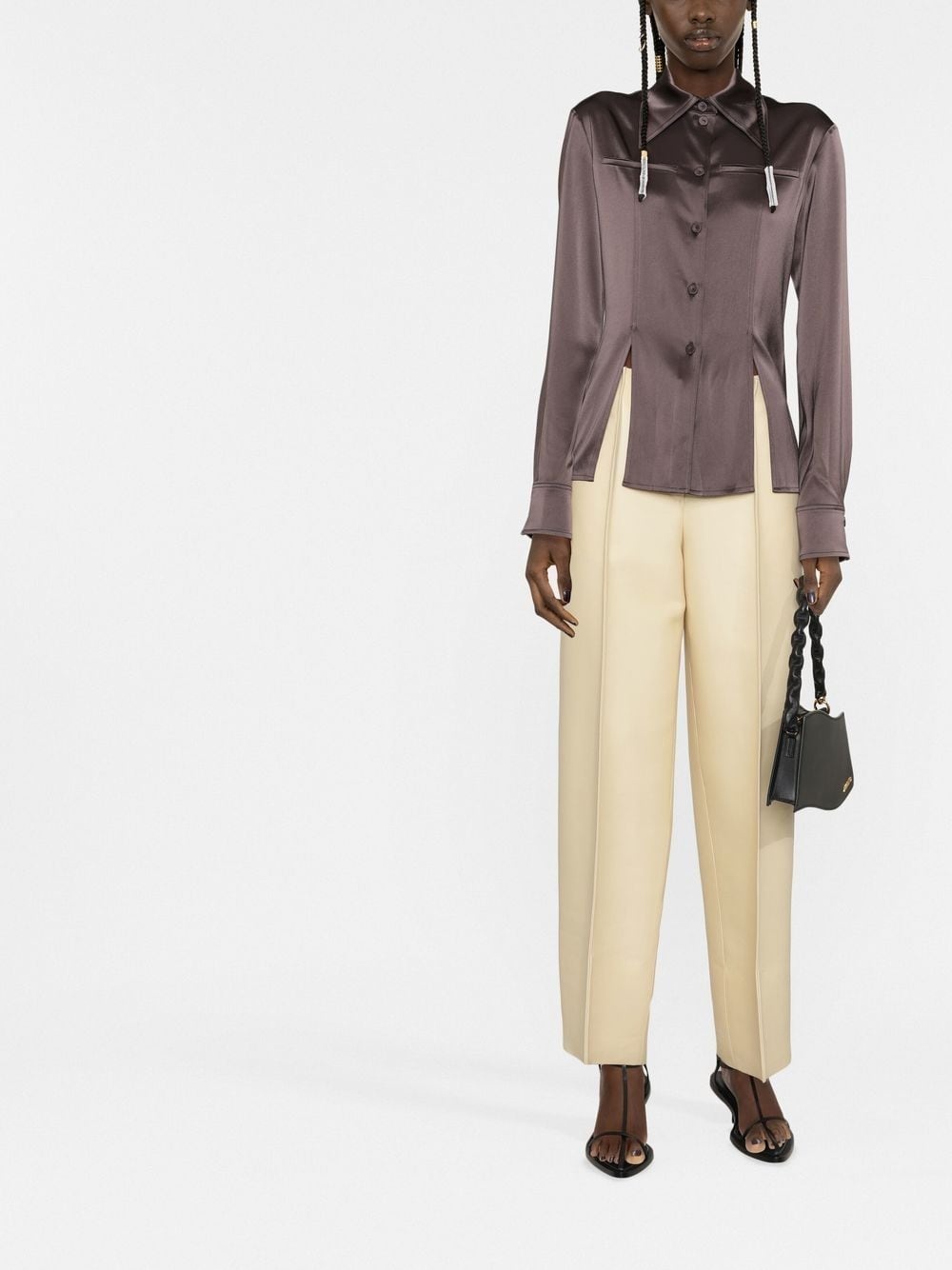 oversized-collar fitted shirt - 2