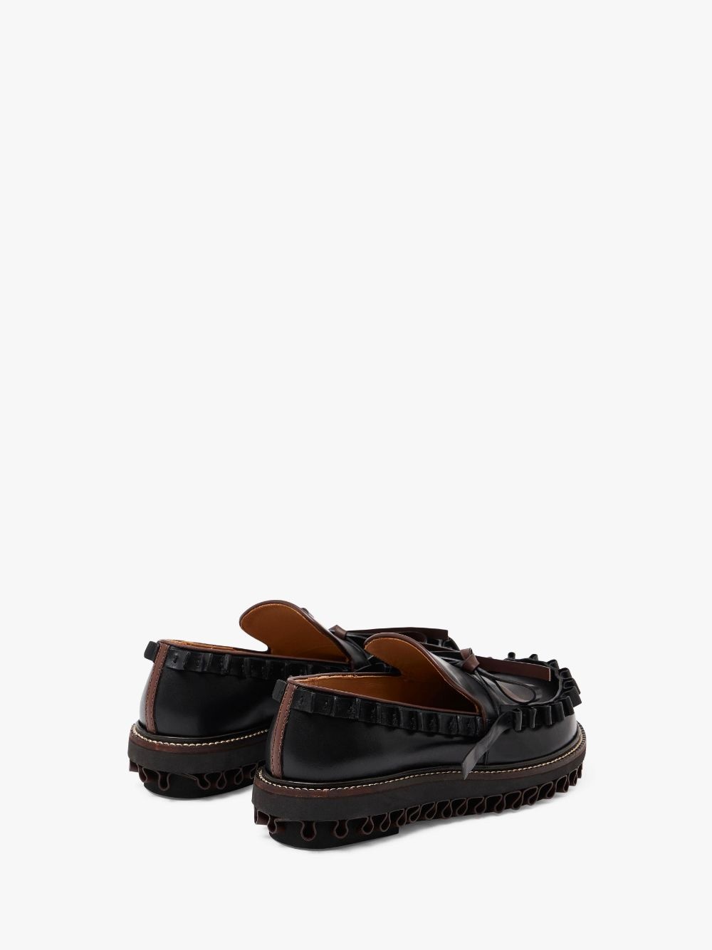 【関税込み】JW Anderson ブラック Ruffle レザー モカシン JW Anderson Men's Ruffle Leather Moccasin Loafer | A.K. Rikk's