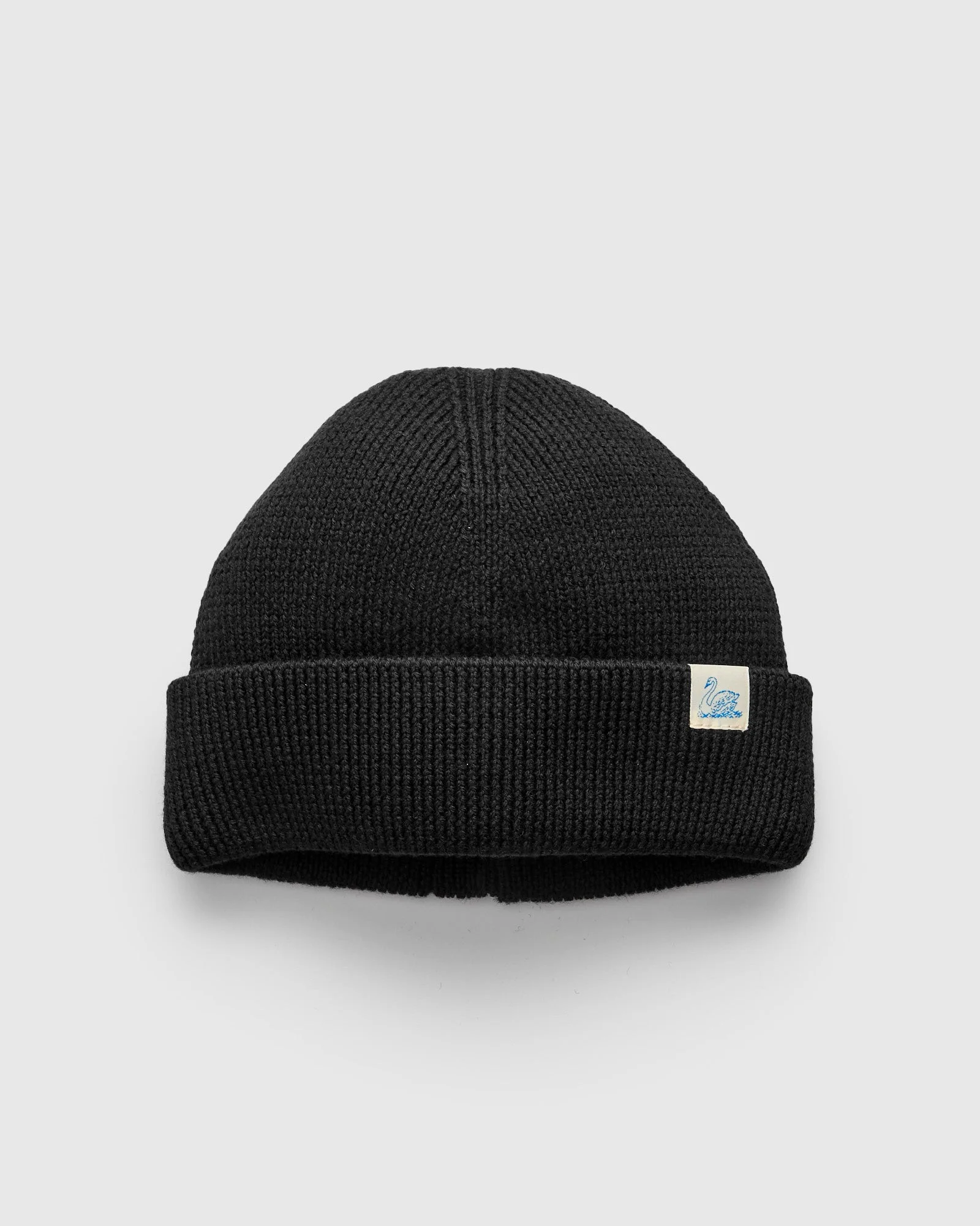 Merino Wool Ribbed Beanie in Deep Black - 1