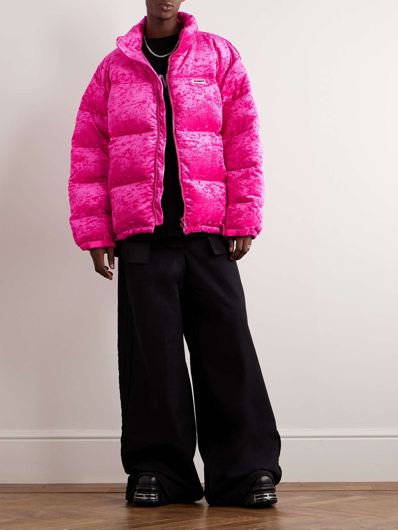 VETEMENTS Logo-Appliquéd Velvet Down Jacket outlook