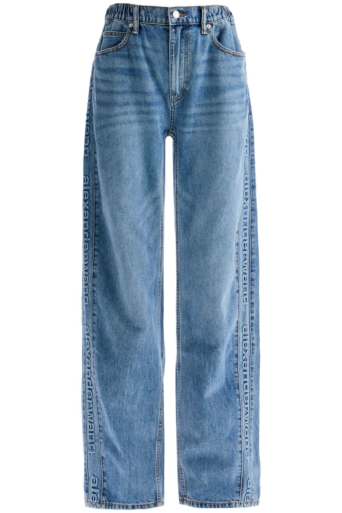 WIDE LEG JEANS WITH BRANDED STRIPES - 1