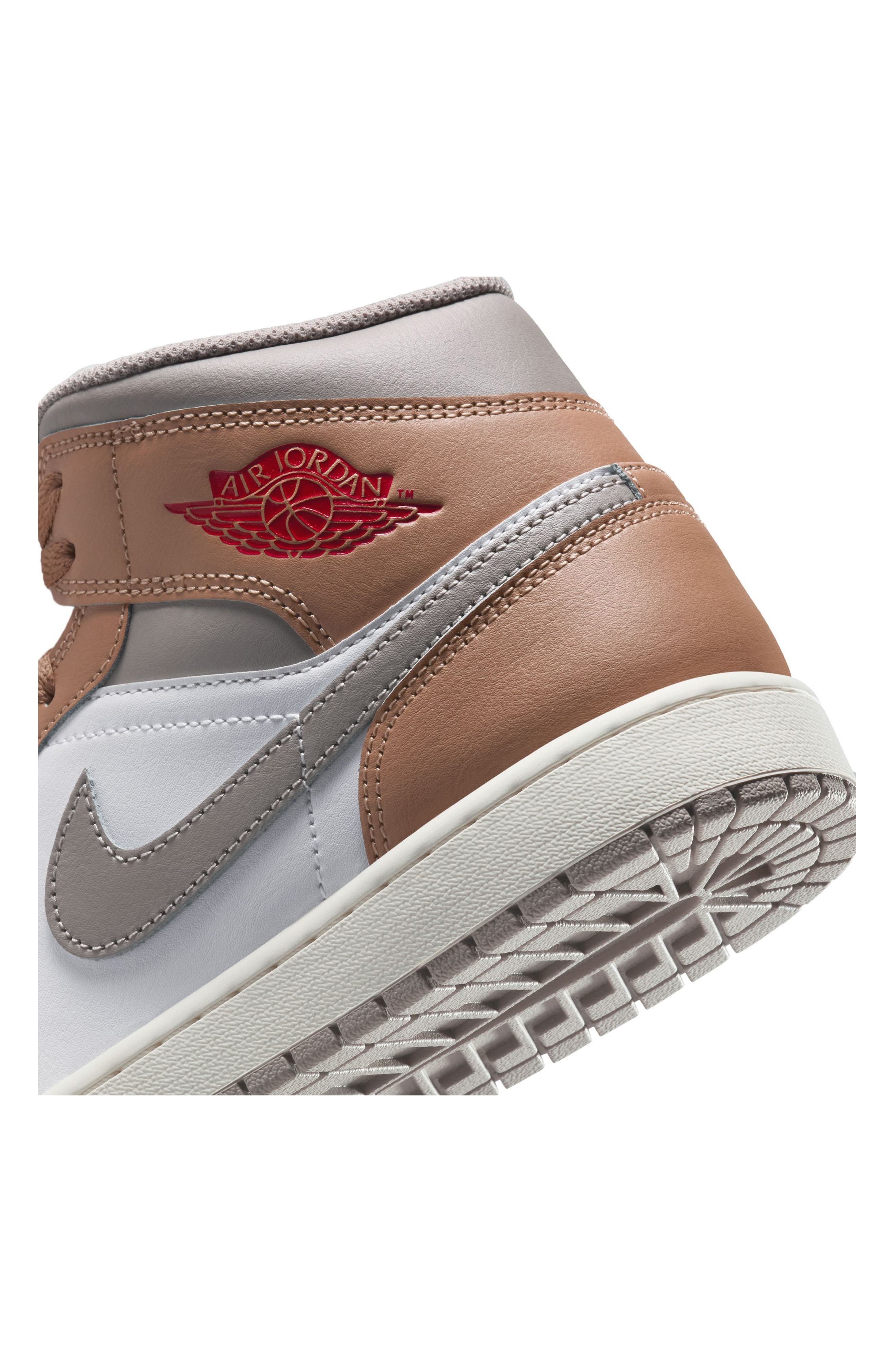 Air Jordan 1 Mid Sneaker in 200 Hemp/fire R at Nordstrom - 7