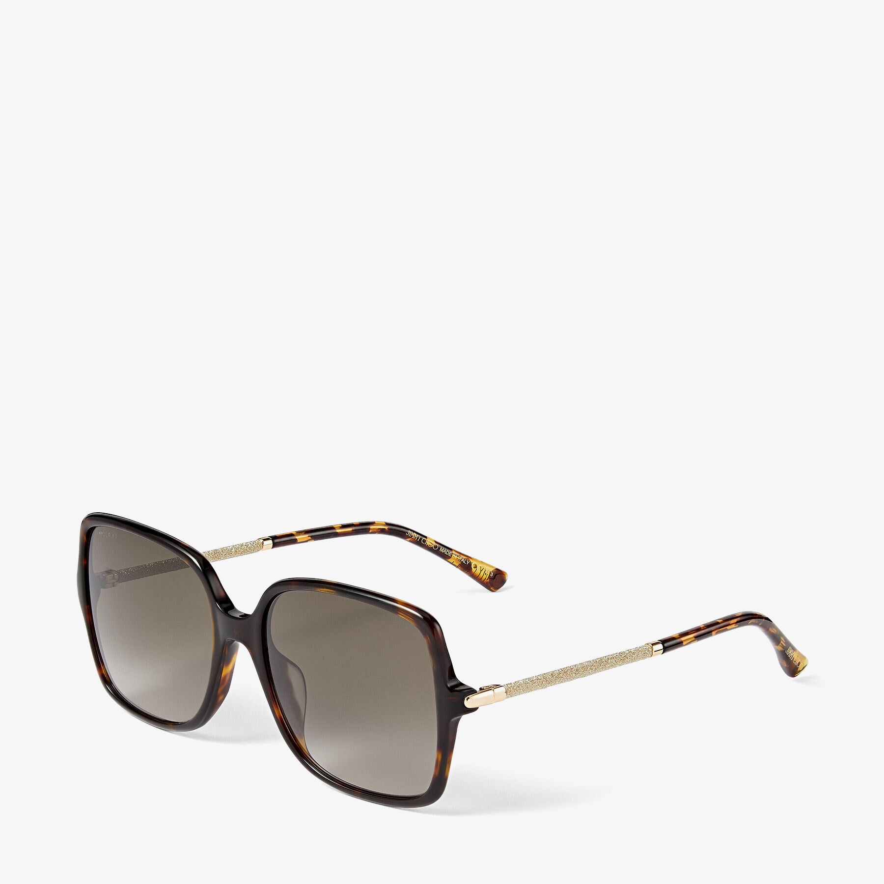 JIMMY CHOO Eppie Dark Havana SquareFrame Sunglasses with Gold Glitter REVERSIBLE