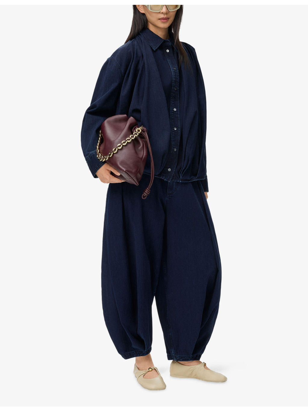 Draped Balloon-Leg Denim Jeans - 2