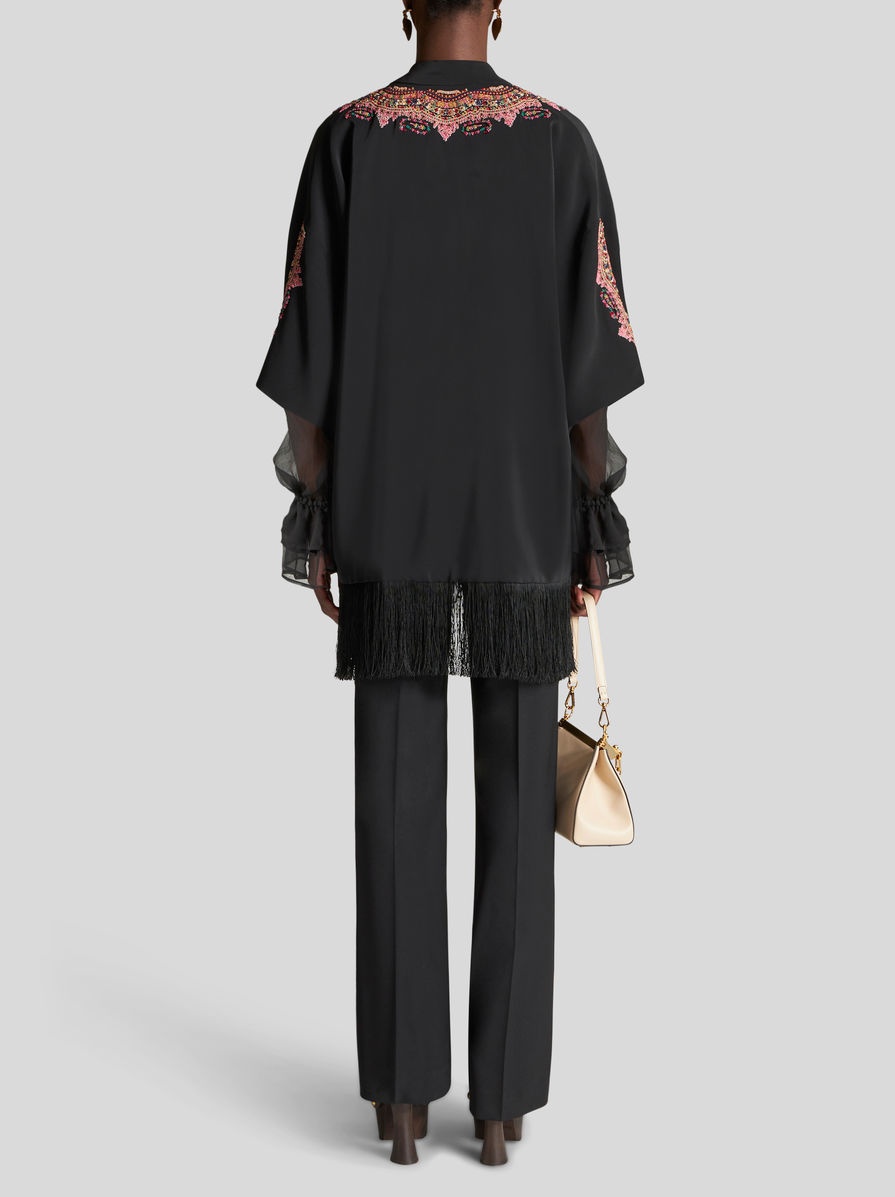 SHORT SILK KASAYA WITH FRINGE - 4