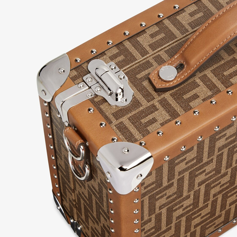 Brown fabric suitcase 5
