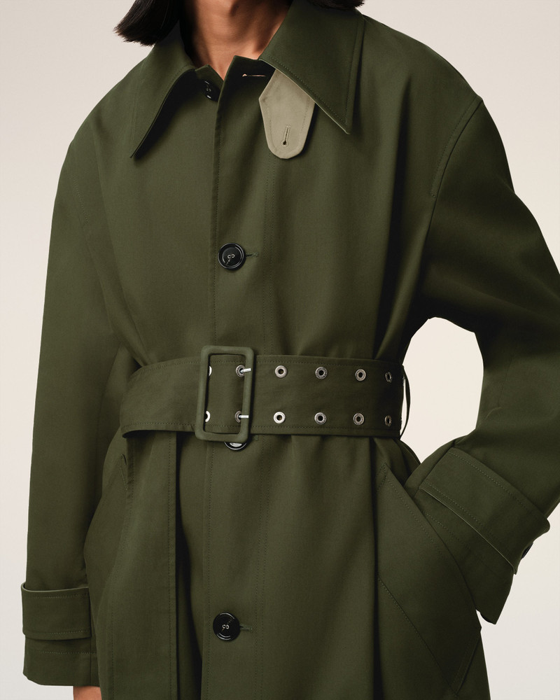 GREEN COTTON BELTED MAC 4