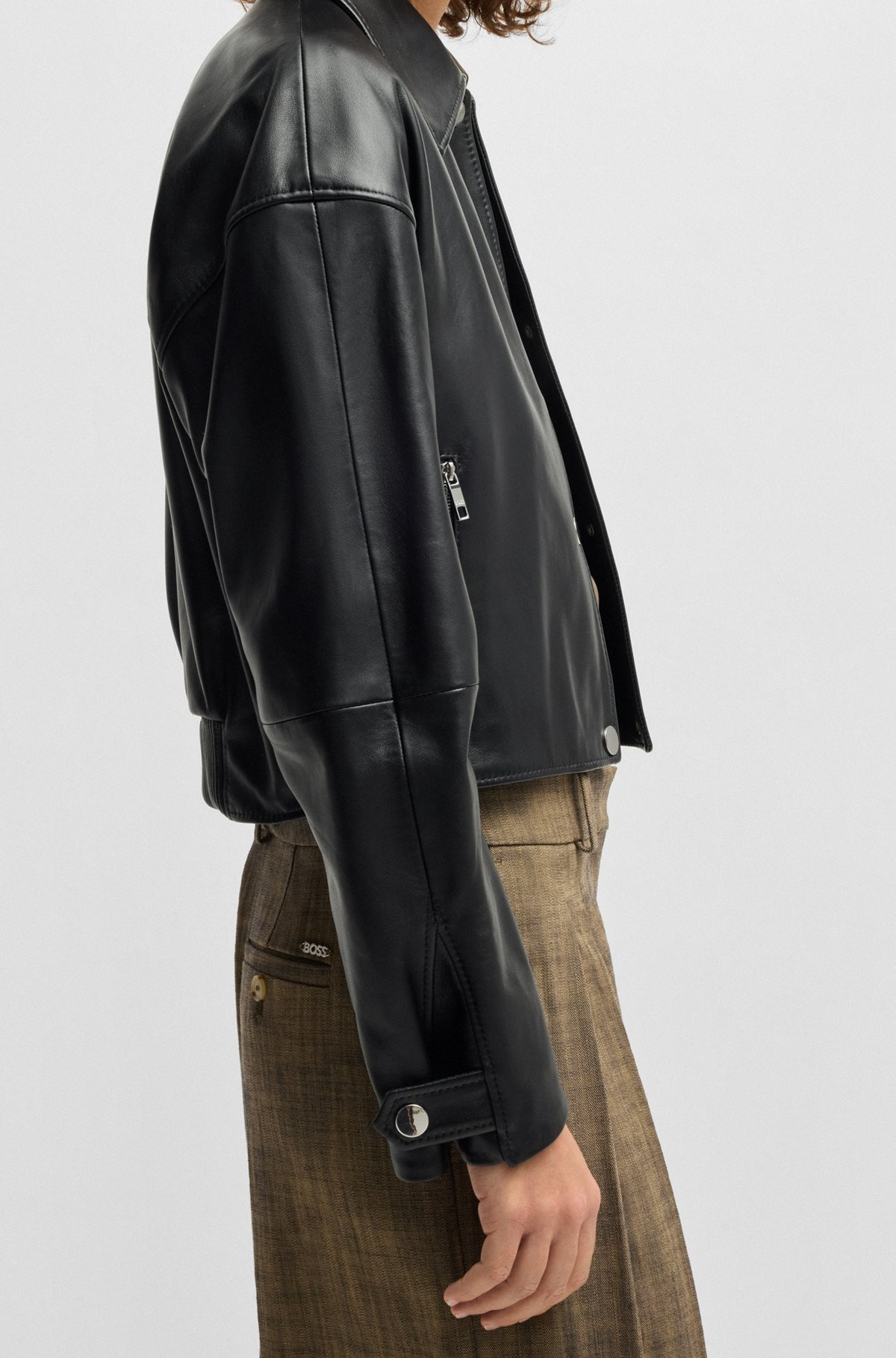 LEATHER JACKET WITH COVERED PRESS STUDS - 6