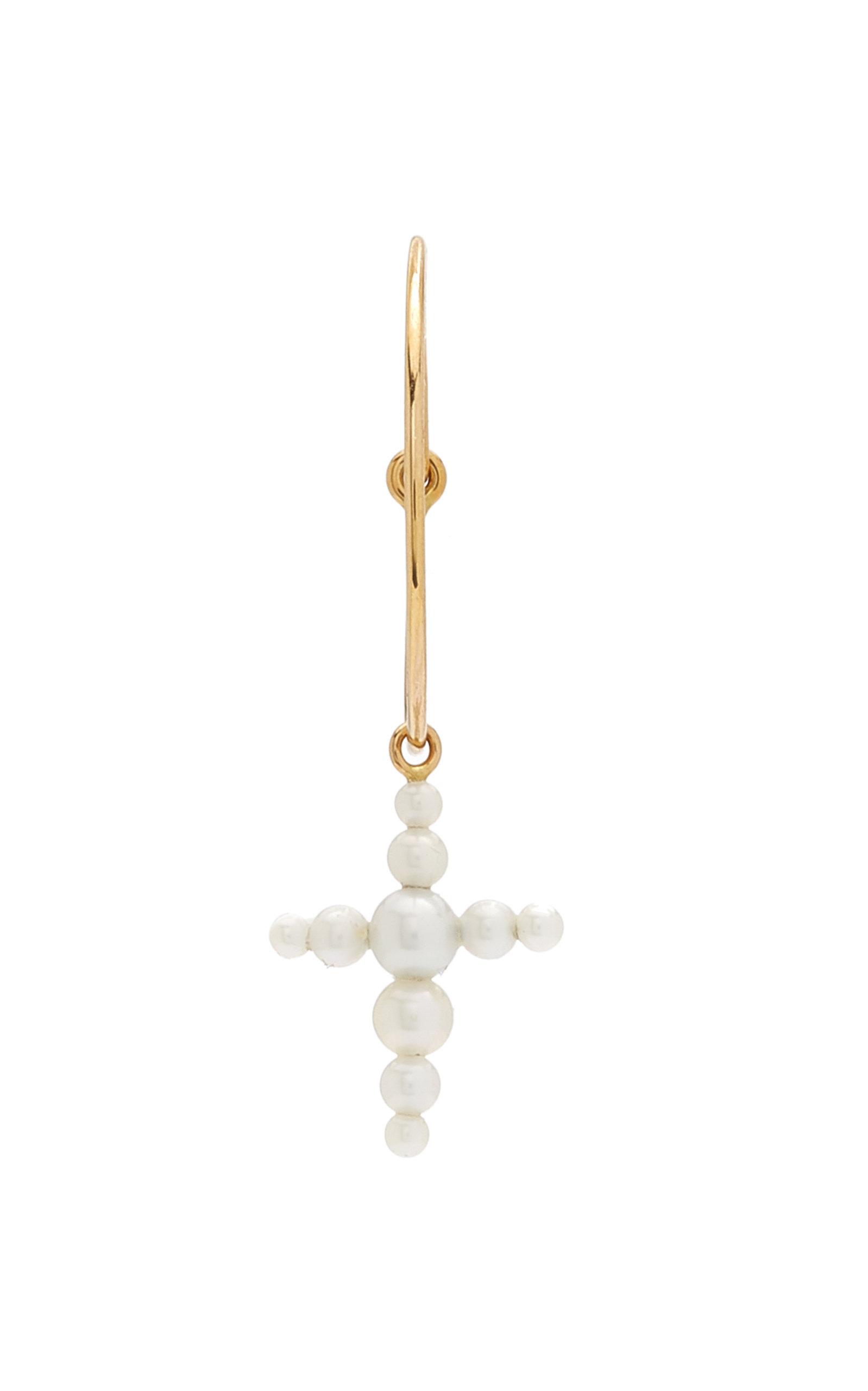 Fellini 14K Gold and Pearl Single Hoop Earring white - 4