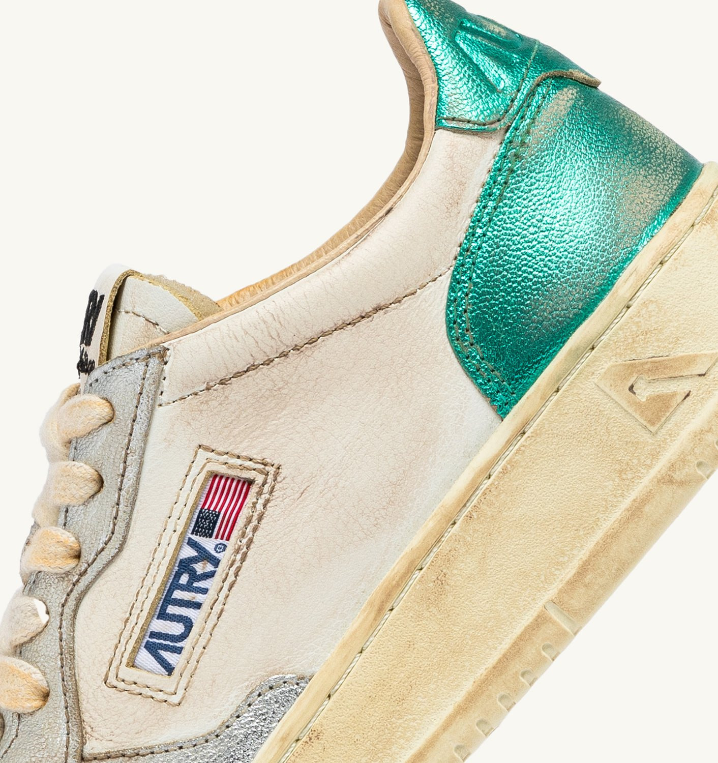 MEDALIST LOW SUPER VINTAGE SNEAKERS IN SILVER AND AQUA BRUSHED LEATHER - 6