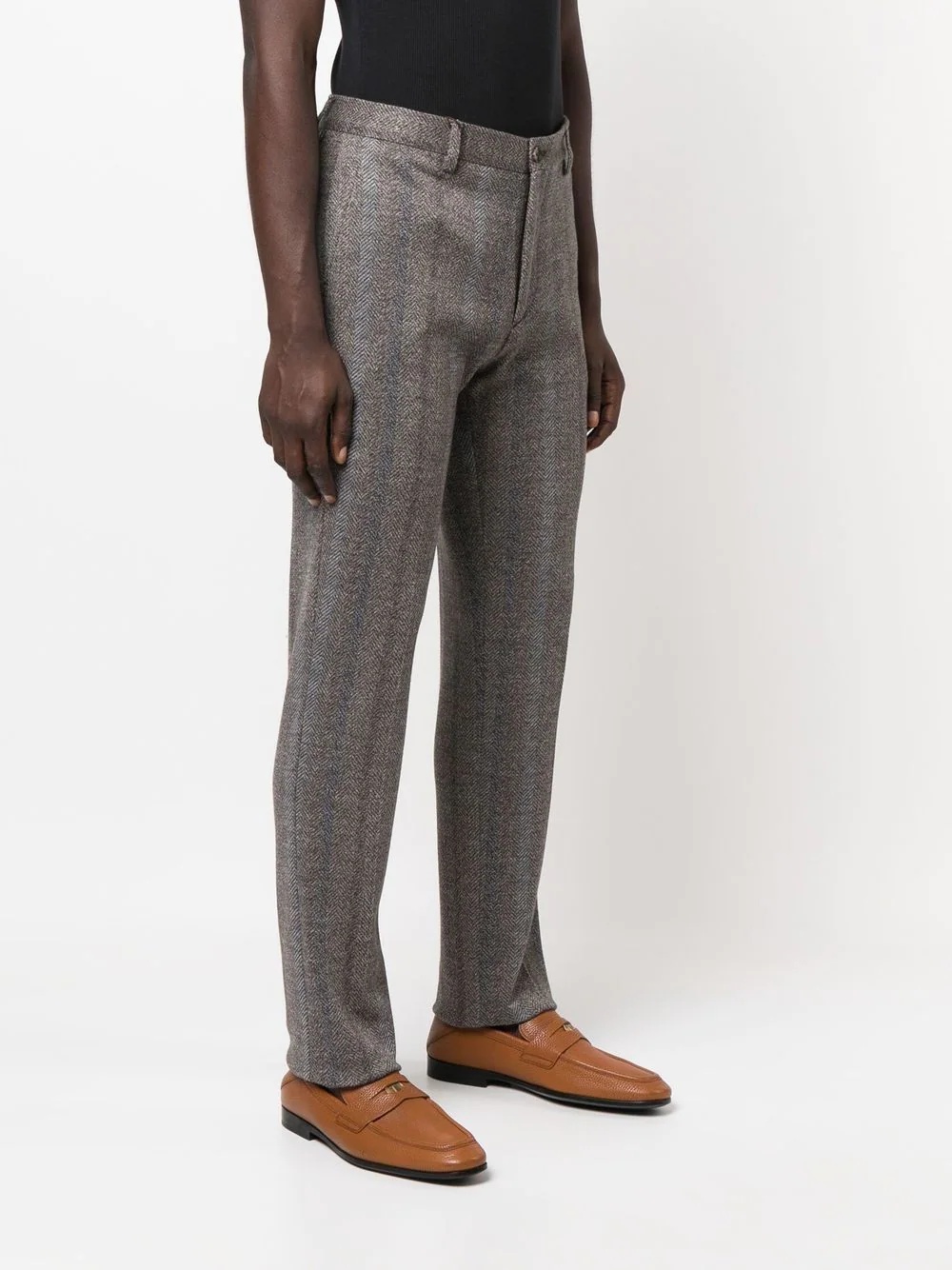 tonal-striped herringbone trousers - 3