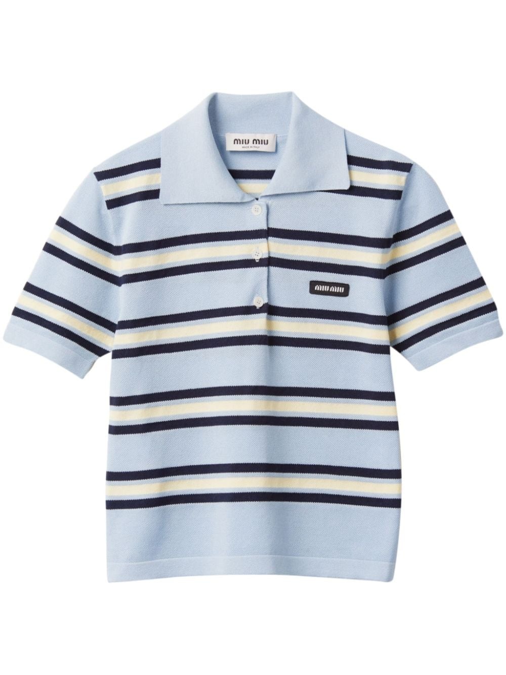 striped knitted cotton polo shirt - 1