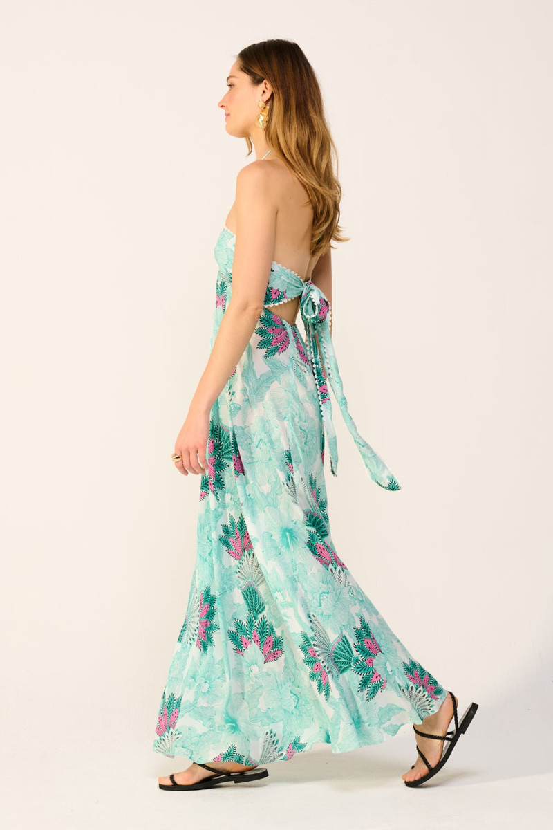 Poupette St Barth Long Dress Carla - Green Padang outlook